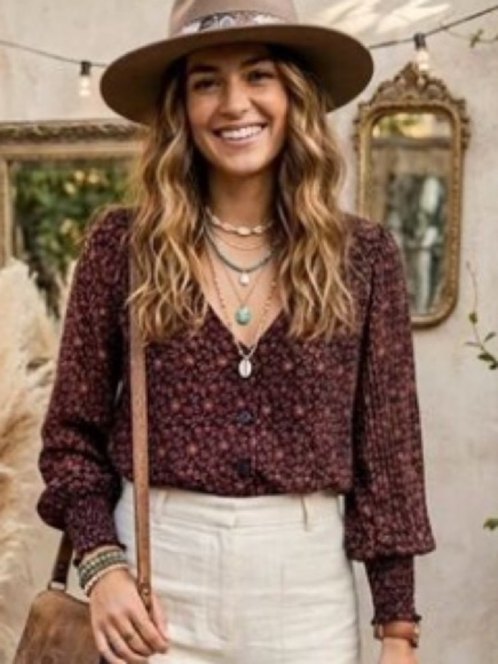 Madewell Floral Georgette Smocked Top, Size 14